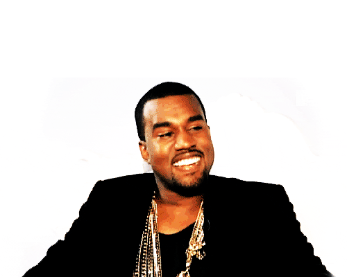 Kanye West smiling and frowning
