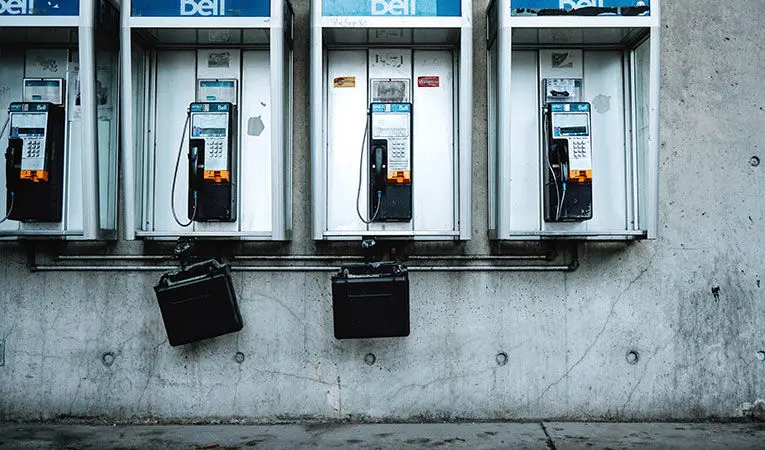 pay-phones in a line