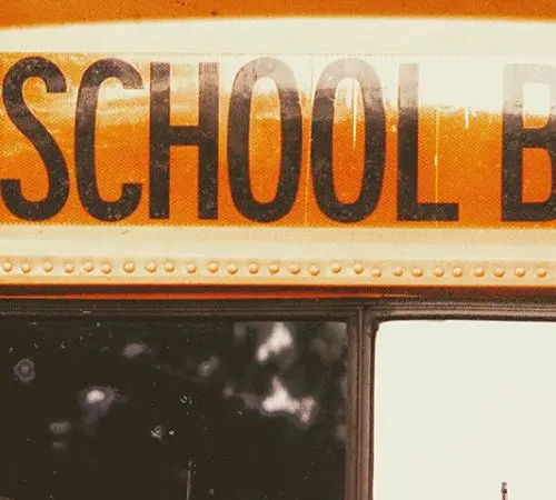 close up of yellow school bus 