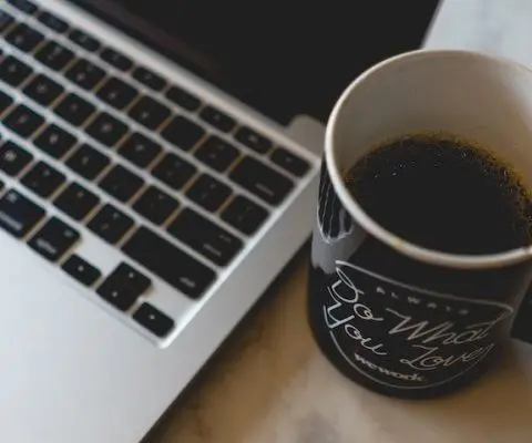 laptop and cup of coffee