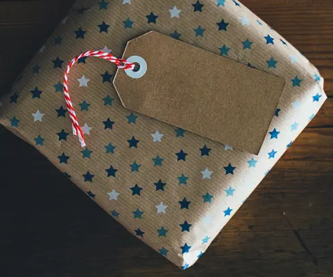 Small gift wrapped in paper