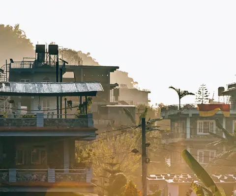 Pokhara, Nepal through the early morning mist