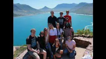 Internship students on a road trip in Cape Town