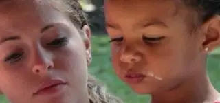 high school student with child